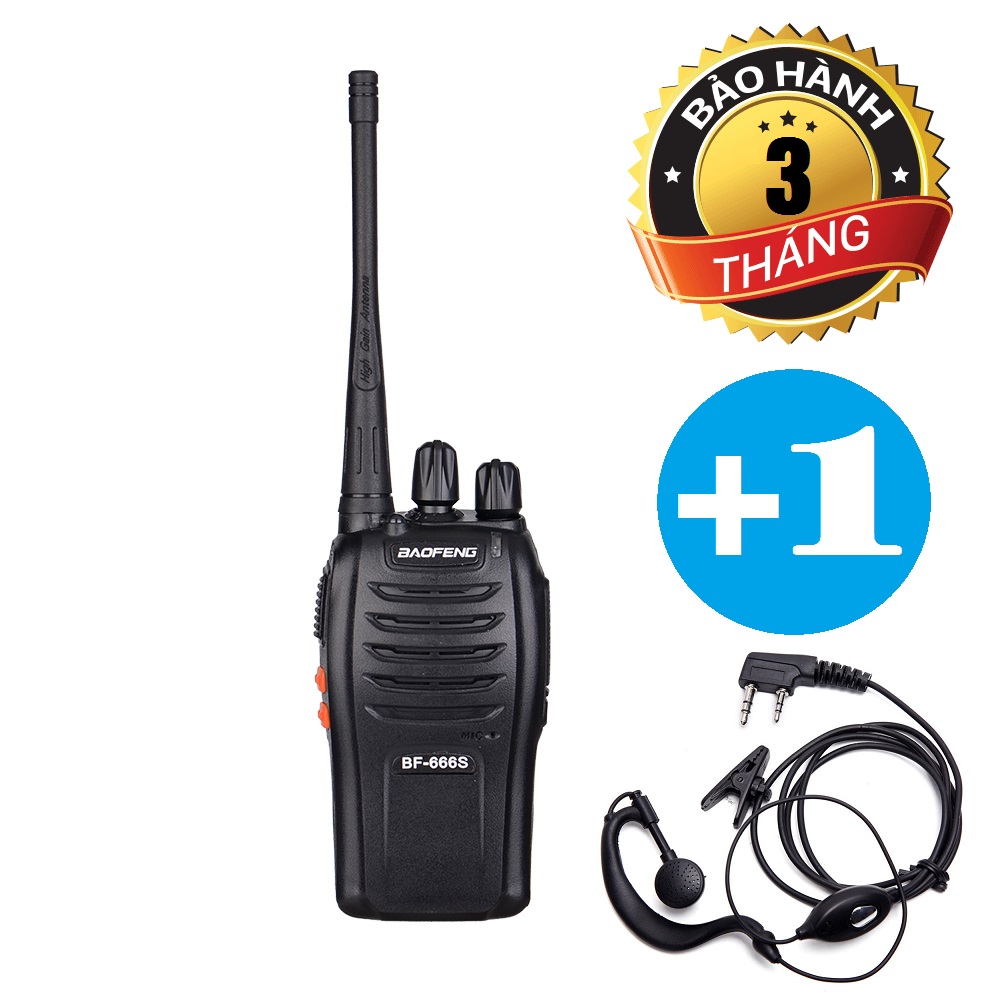 Bộ đàm Baofeng BF666S + Tai Nghe Chuyên Dụng - BH:3 Tháng