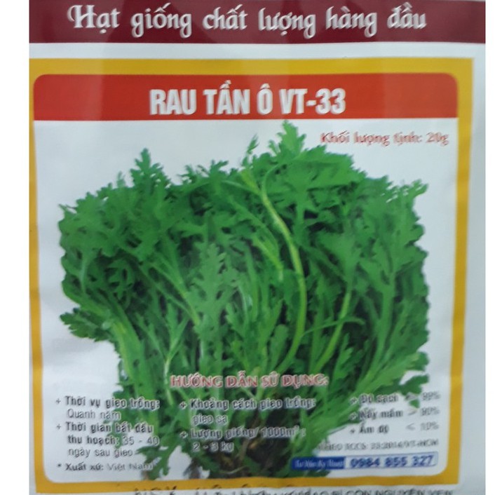 [Seeds] Hạt giống Rau Tần Ô (Cải cúc), đóng gói 20gr