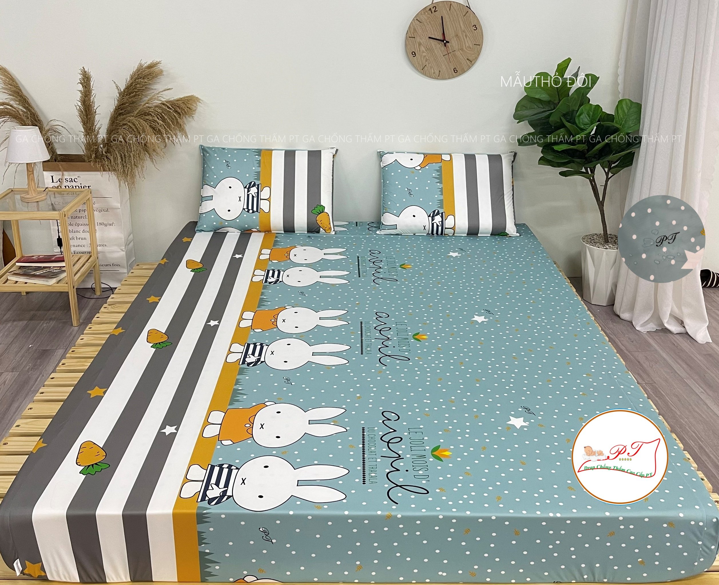 HCM--Ga Chống Thấm Cao Cấp PT Mẫu Họa Tiết Thỏ Đôi