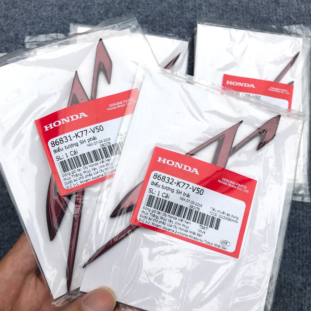 Tem chữ nổi logo sh đỏ.trắng honda sh 2013- 2015 2016- 2017- 2018 2019 honda