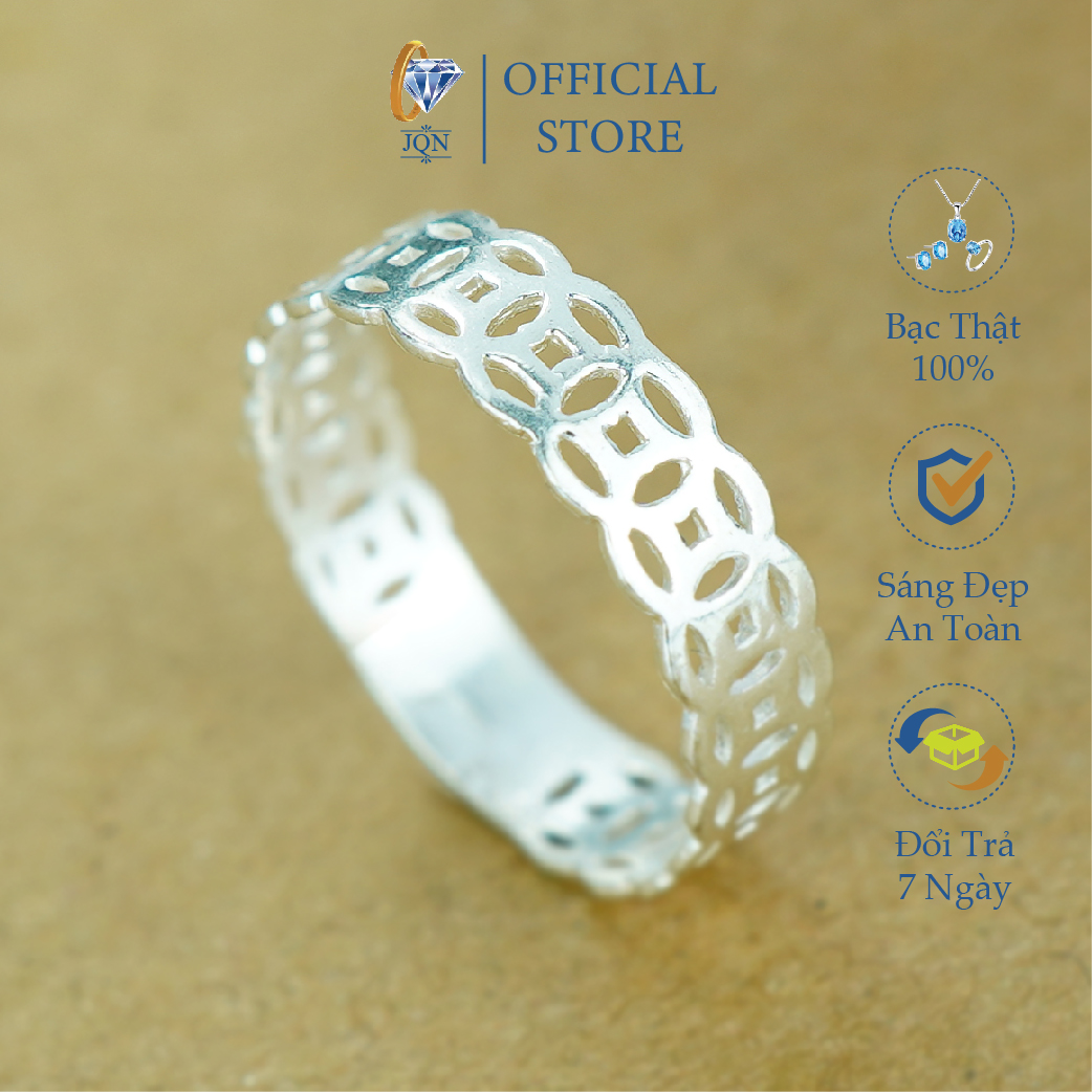 Nhẫn bạc thật giá rẻ JQN Nhẫn kim tiền may mắn mẫu trơn N56