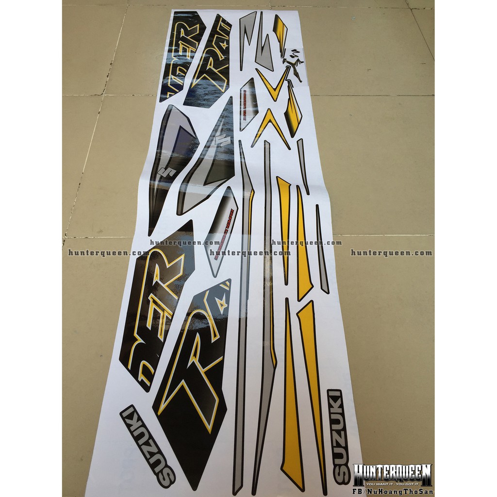 Tem rời dán xe raider fi. tem đen vàng, bạc đơn giản