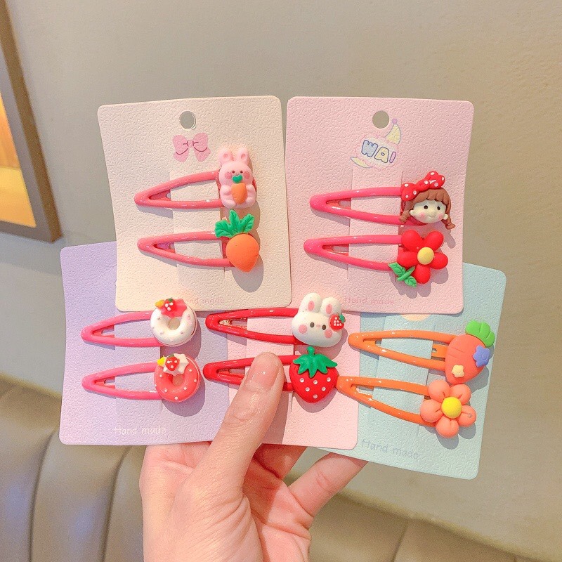 Set 2 Kẹp Tóc Hoạt Hình Dễ Thương Cho Bé Gái