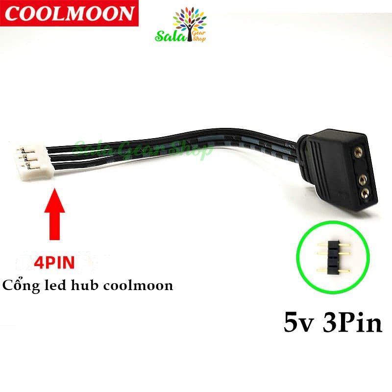 Cáp Chuyển 5V 3Pin ra 4Pin Cổng Led Hub Coolmoon Dùng Sync Led 5V 3Pin Bằng Hub Coolmoon