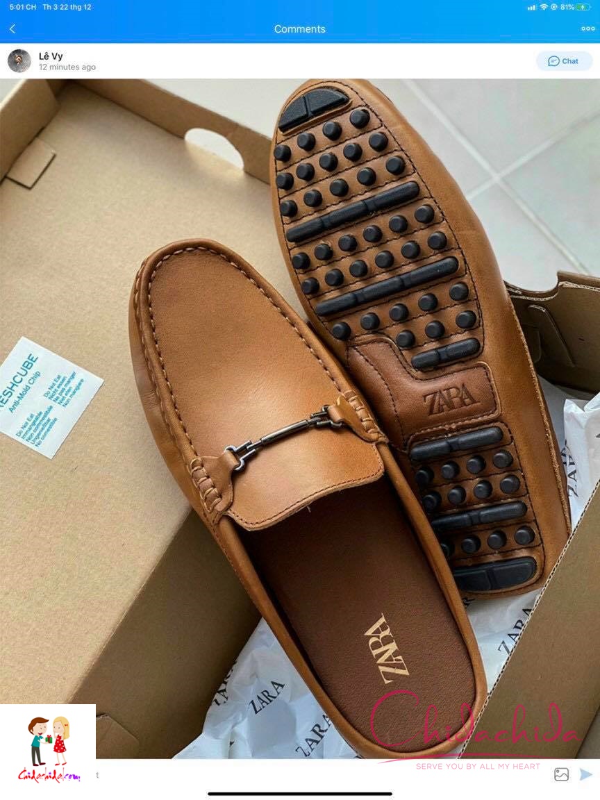 [Giảm giá bỏ mẫu] Giày sục nam không gót Za-ra, da xịn, đế xịn, lót cũng xịn luôn; size 39-44 (màu bò và màu đen)