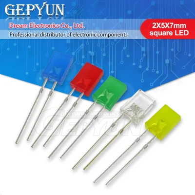 100pcs 2X5X7 square LED 234 red light emitting diode blue red green white yellow electronic DIY kit