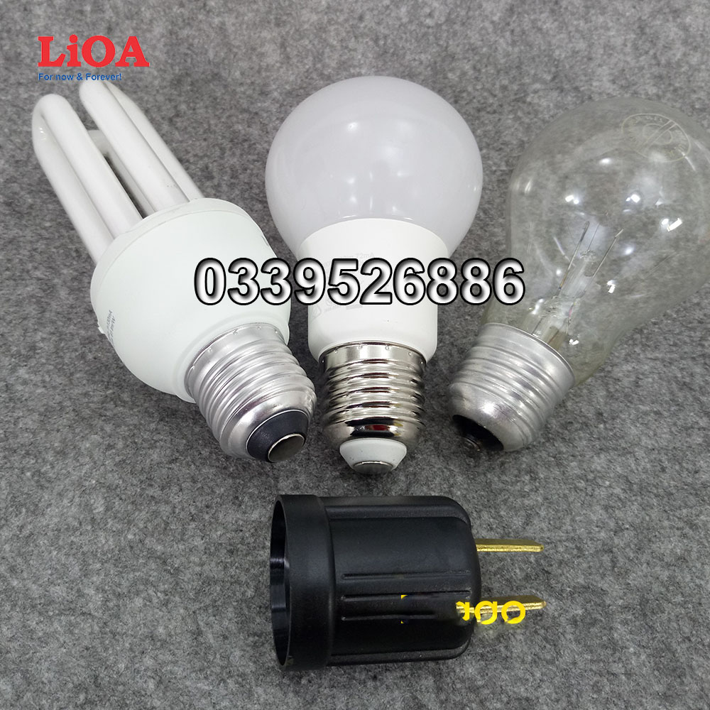 Đui đèn liền phích cắm LiOA đui xoáy E27
