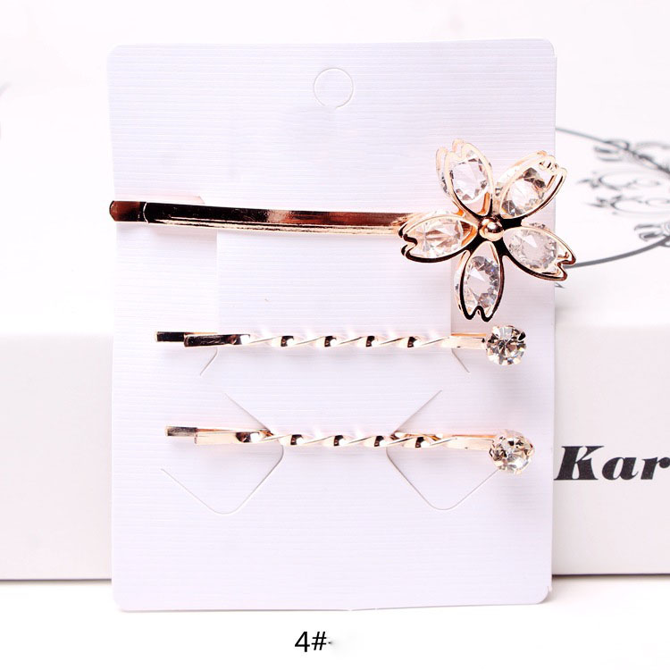Kẹp tóc nữ (vỉ 3 kẹp) đính đá nhiều mẫu lấp lánh KT11