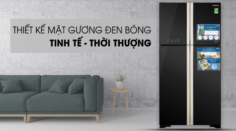 [TRẢ GÓP 0%] Tủ lạnh Hitachi Inverter 509 lít R-FW650PGV8(GBK) (Giá áp dụng giao tại HN, HCM& các tỉnh liên hệ shop)