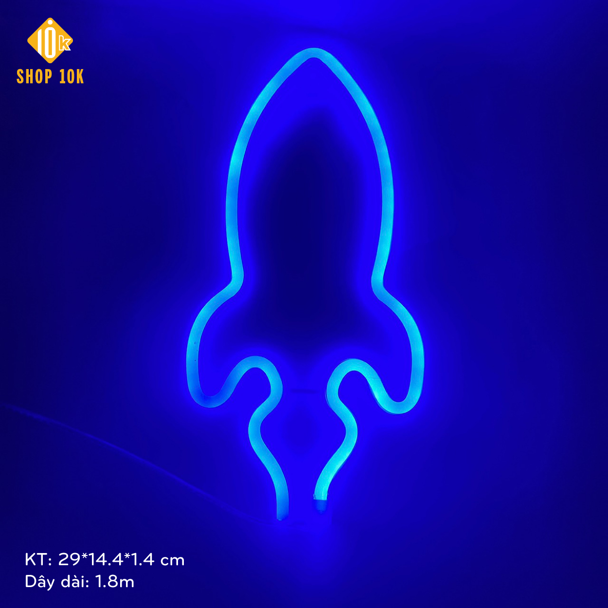 Đèn led neon trang trí hình tên lửa nhiều màu sắc