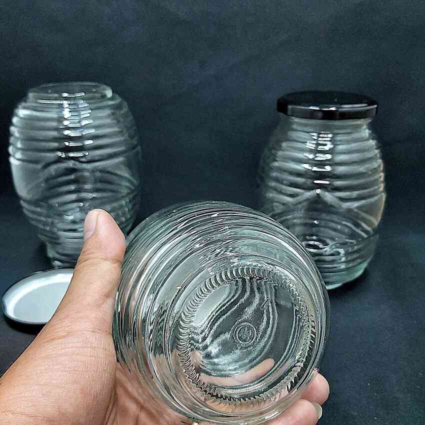 Hũ Thủy Tinh 750ML (combo 2 cái) mẫu con ong nắp thiếc đen – Hủ Thủy Tinh 750ML - Lọ Thủy Tinh 750ML - đựng mật ong yến chưng - Hũ Gia Vị