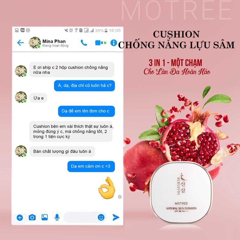 [HCM]Cushion chống nắng lựu sâm Motree 15gr spf50+++