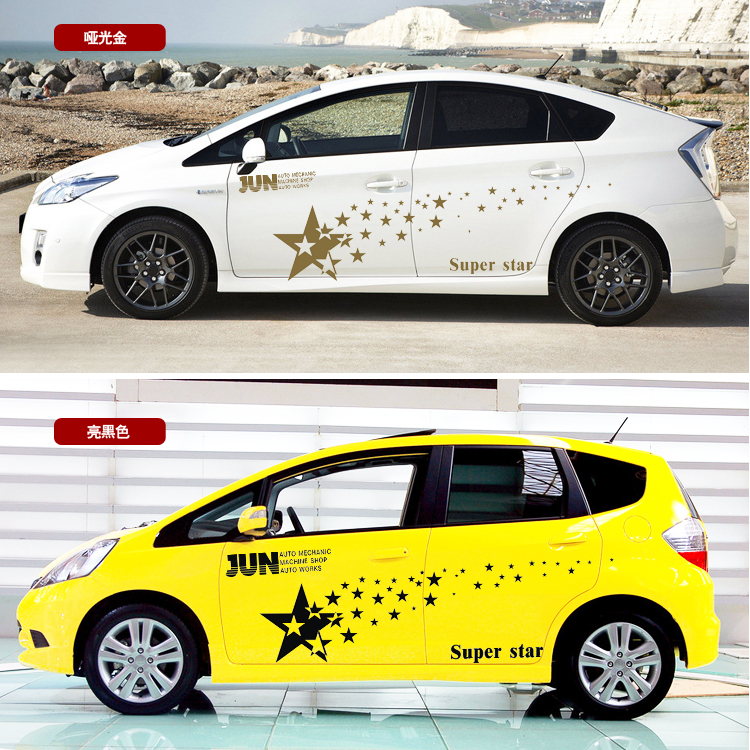 Tem decal ngôi sao dán sườn xe ô tô