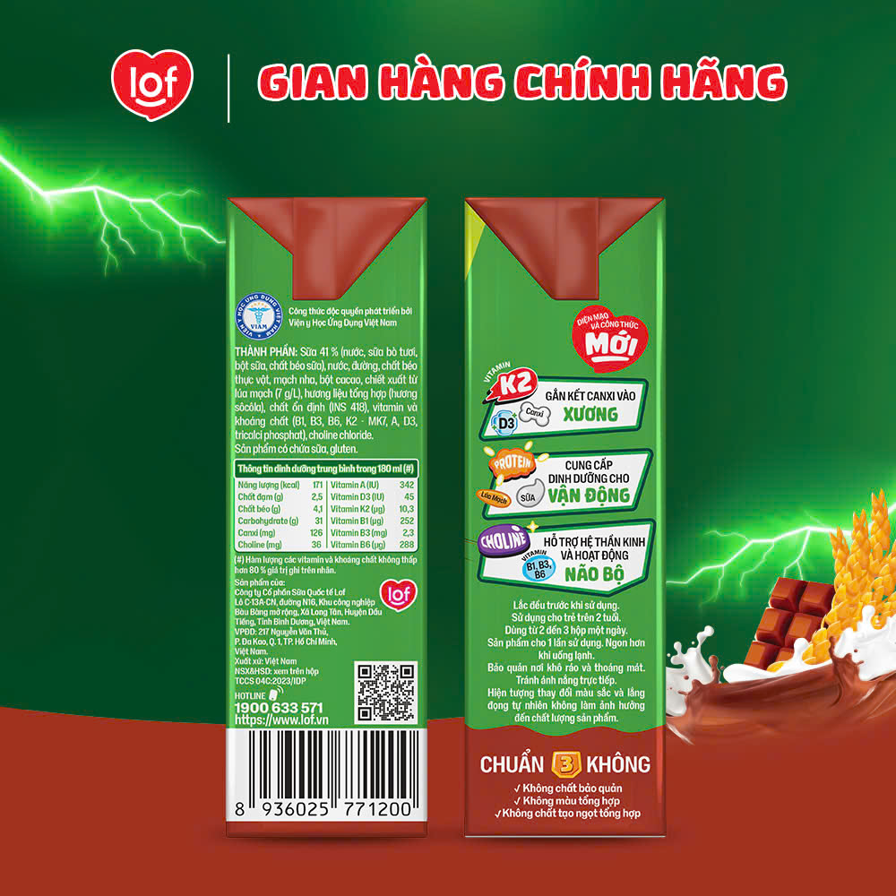 Sữa lúa mạch KUN vị socola thùng 48 hộp x 180ml