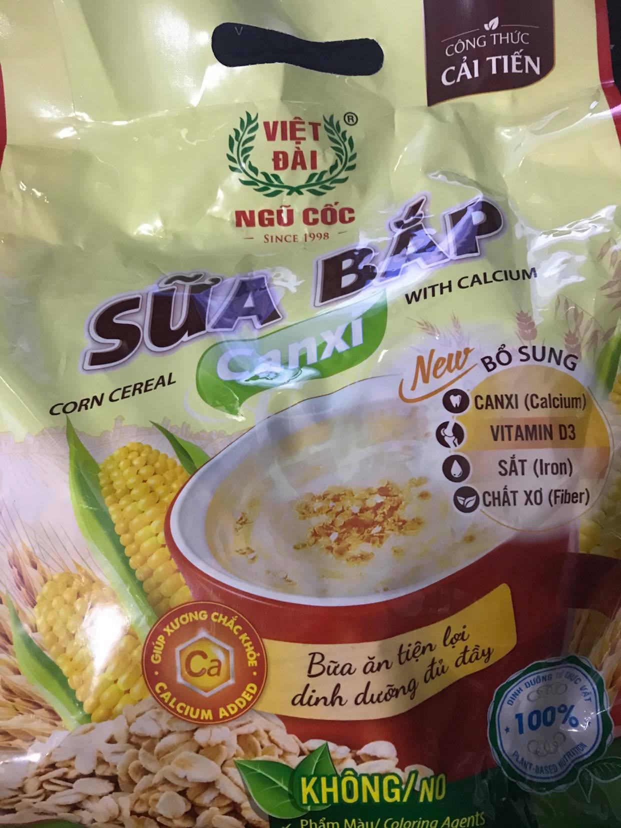 Ngũ Cốc Sữa Bắp Canxi Việt Đài 600g 20 gói, Ngũ Cốc Dinh Dưỡng, Bách hóa