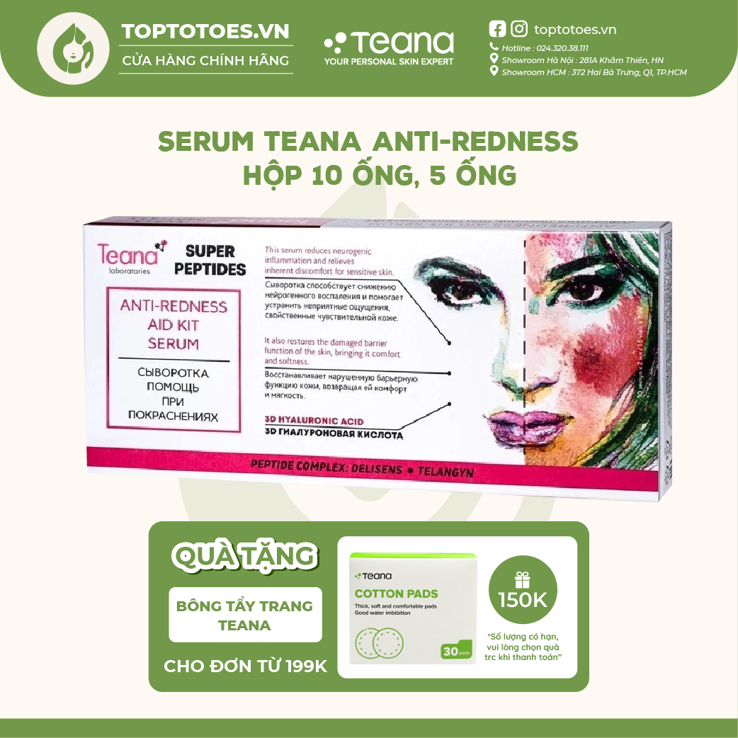 Serum Teana Super Peptides Anti-redness Aid Kit giảm sưng mẩn đỏ mụn phục hồi da