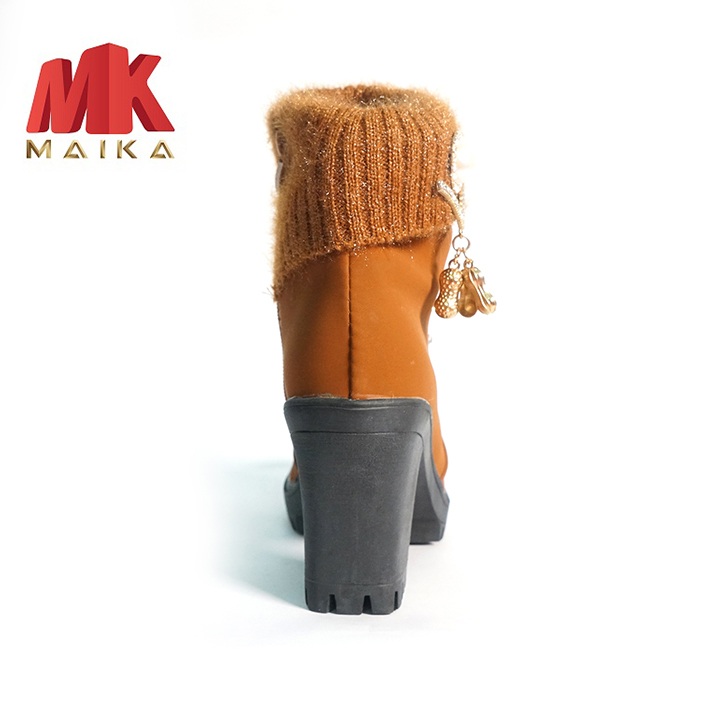 Giày boot nữ đế vuông S106 (Nâu) MKSTORE