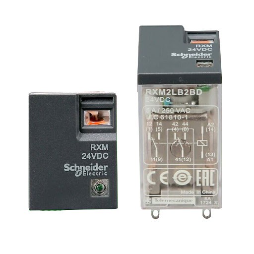 Rơ le relay trung gian schneider rxm2lb2bd dc24v 8 chân nhỏ