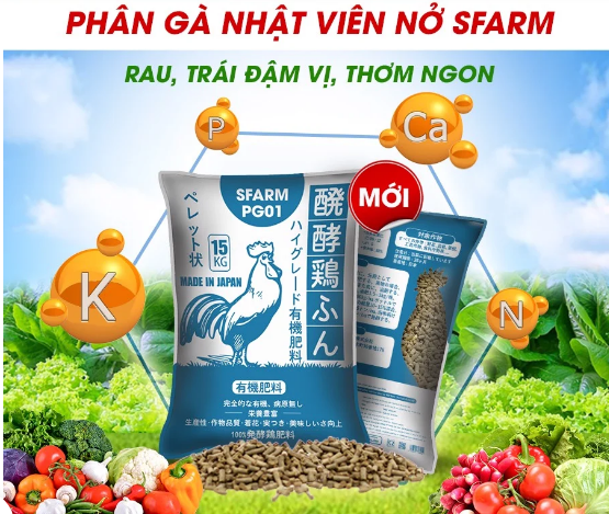Phân gà hữu cơ nhật sfarm - túi/5kg - sthg