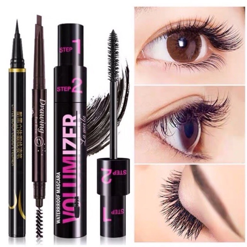 Bộ 3 Sản phẩm gồm Bút kẻ mắt + Mascara + Chì kẻ mày lâu trôi kháng nước (bachhoathienthan)