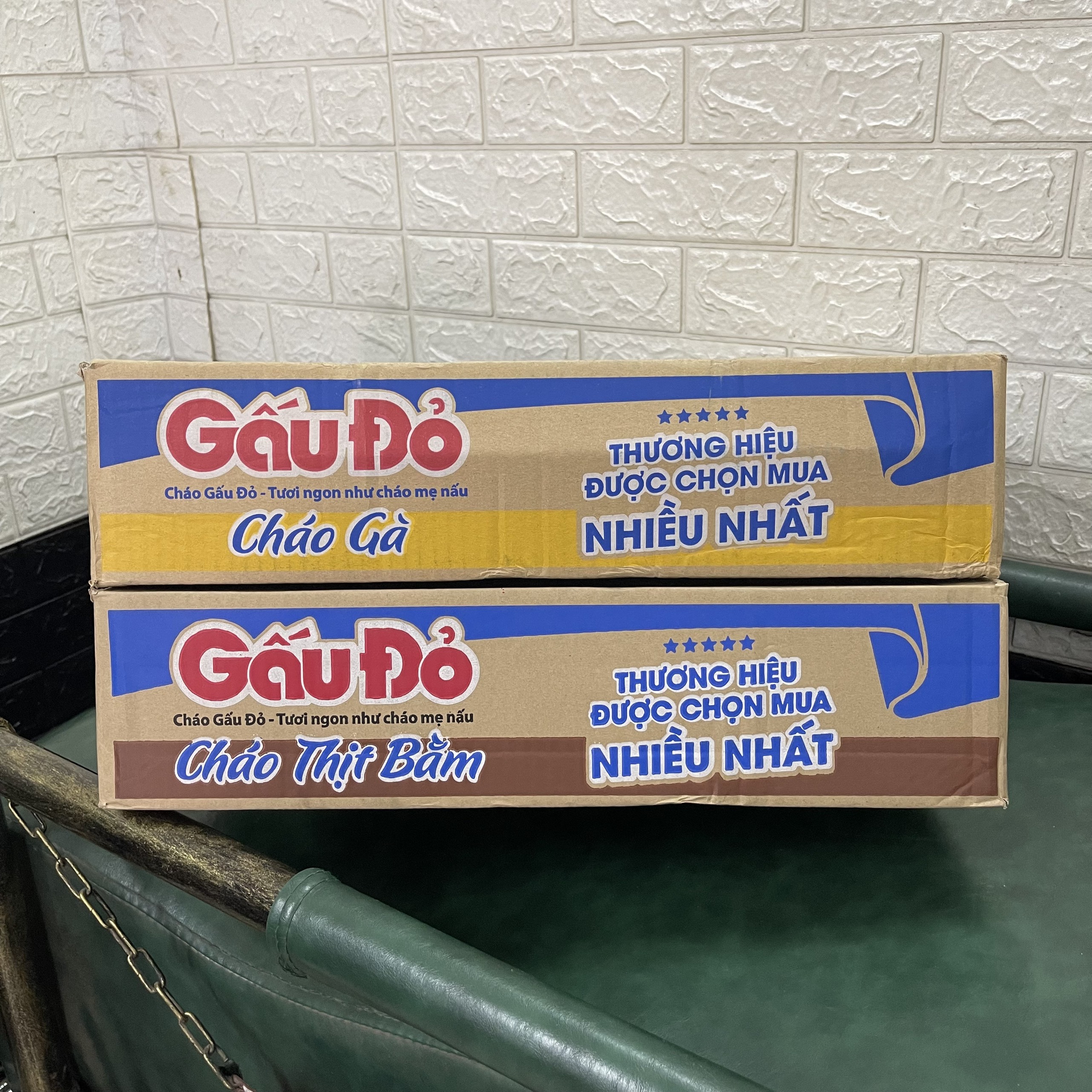 Thùng 50 gói cháo Gấu Đỏ thịt bằm, gà  50g