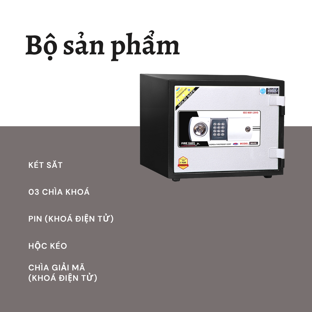 Két Sắt Solid SLS-31 (50kg) Chống Cháy 1000 độ C Hàn Quốc