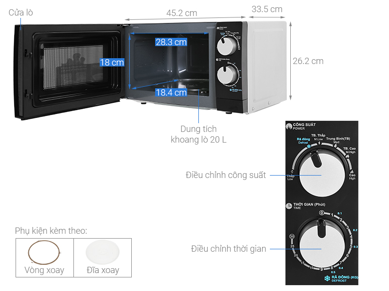 Lò vi sóng Sharp R-208VN-WS 20 lít