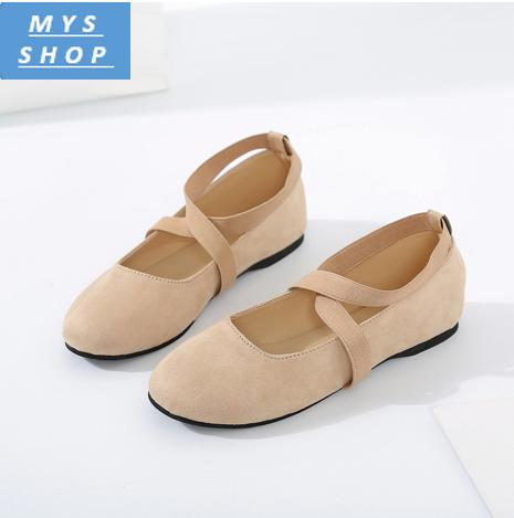Giày búp bê bệt nhung chéo cổ chân BB-0158