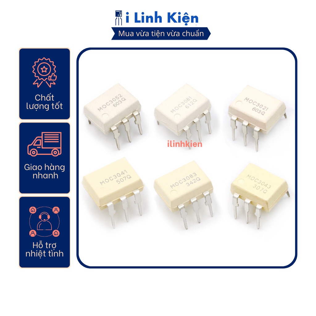 Ic quang moc3020 moc3021 moc3023 moc3041 moc3043 moc3061 moc3063 dip-6 chính hãng fairchild