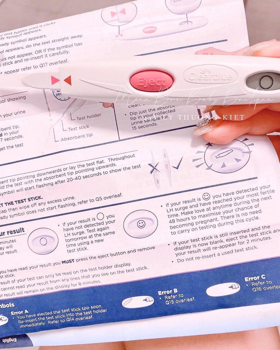 Que thử rụng trứng Clearblue ovulation test 2 most 10 test