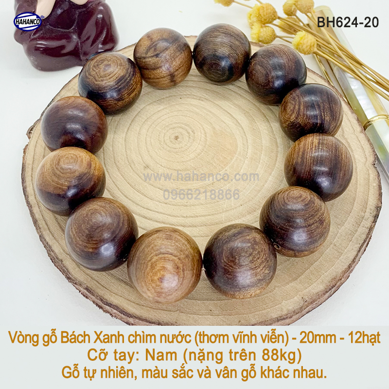 Vòng tay gỗ Bách Xanh hàng chìm mùi thơm dễ chịu - Tĩnh Tâm - Đem lại Tài Lộc, May Mắn (BH624)