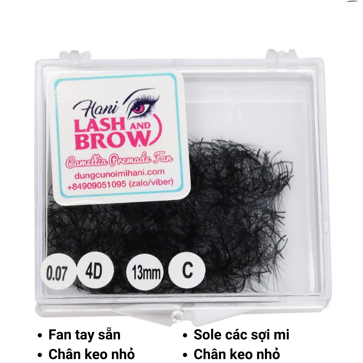 Lông mi tạo fan tay sẵn camelia 4d cong c d - mi fan chân keo nhỏ , sole giữa các sợi mi tạo nên sự tự nhiên - hani beauty
