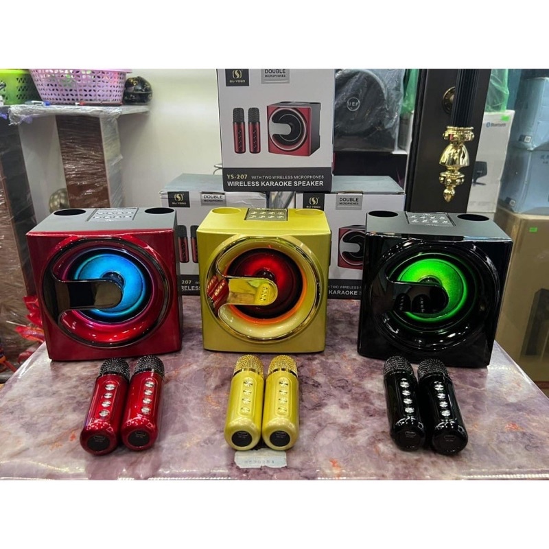 Loa Bluetooth Karaoke YS-207. Tặng Kèm 2 Micro Không Dây
