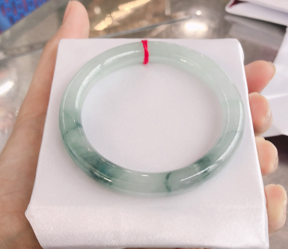 [HCM]Vòng Tay Đá Cẩm Thạch Liền Khối Trắng Vân Đen Cao Cấp Hàng Chụp Thực Tế Đủ Size