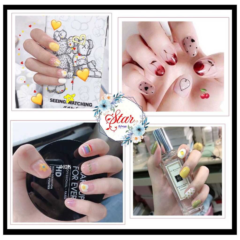 Sticker Dán Móng Bộ 14 Miếng Nhiều Màu sắc ( Tặng Dũa Móng Tay )