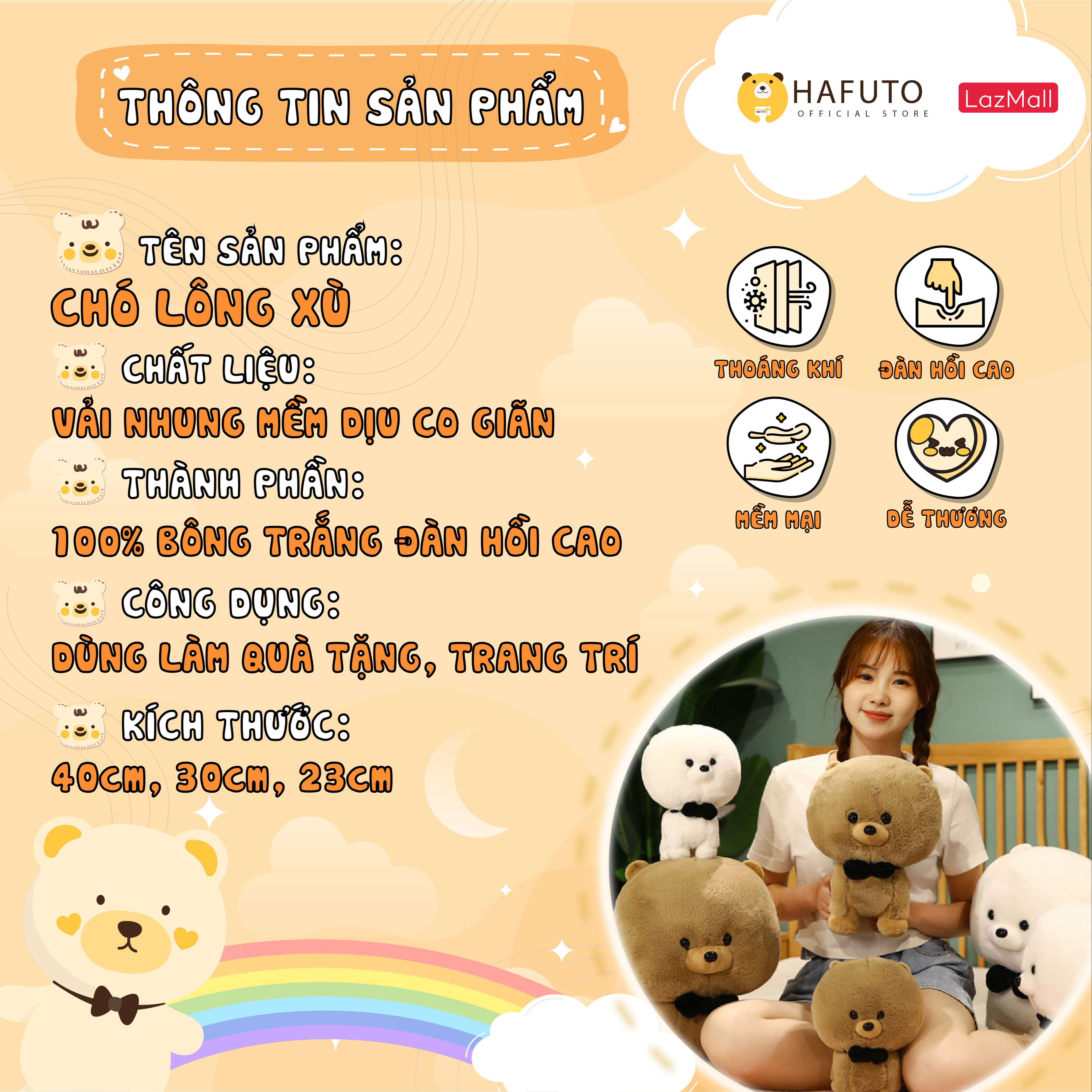 Chó Lông Xù Đeo Nơ Đủ Size Hàng Cao Cấp HaFuTo