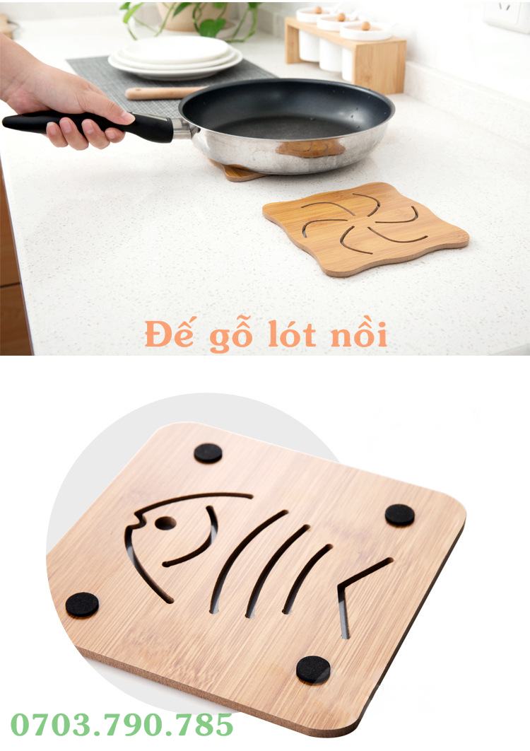 [HCM]Đế Gỗ Lót Nồi Hình Dễ Thương