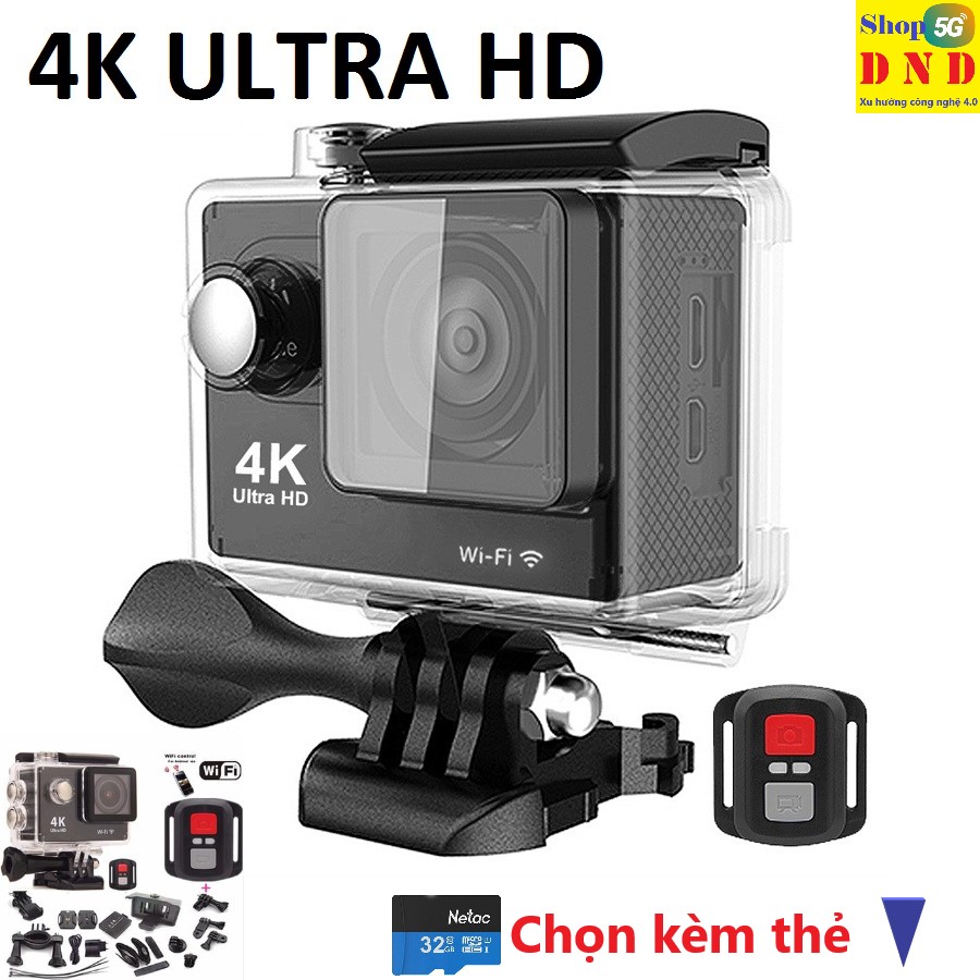 Camera hành trình SPORT A19 4k UtralHD 3840 × 2160 có vỏ bọc chống nước kèm phụ kiện treo mũ bảo hiểm, treo xe máy, xe đap, gậy tự sướng, dây đeo, remost, pin, Bảo hành 2 năm (Có mã kèm thẻ)