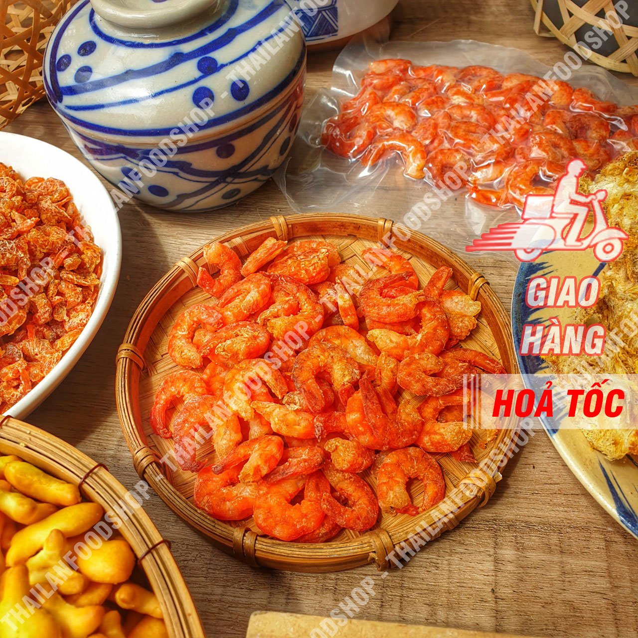 Tôm Biển Tươi Sấy Mộc Size To (Ăn Liền) Túi 100Gram (Hút Chân Không)