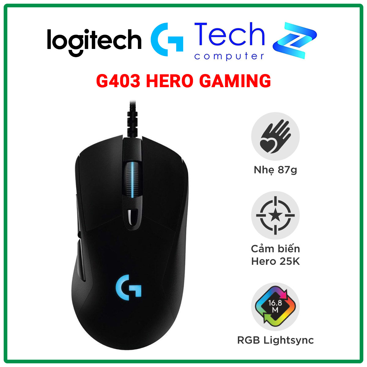 Chuột chơi game Logitech G403 Hero Gaming - Hàng Chính Hãng