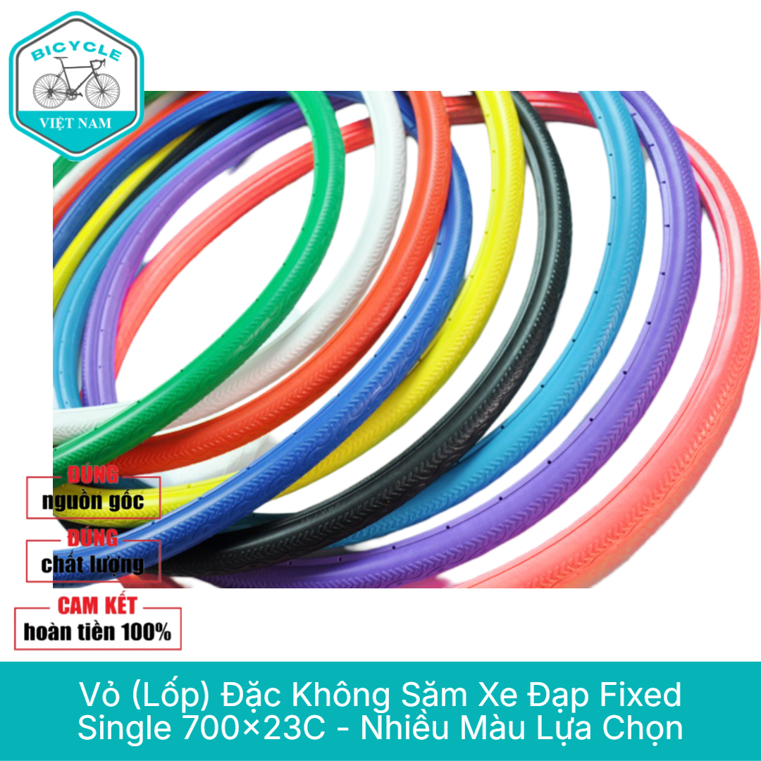 Vỏ Lốp Đặc Không Săm Xe Đạp Fixed Gear / Single Speed 700x23C – Nhiều Màu, Bền Bỉ, Không Lo Thủng