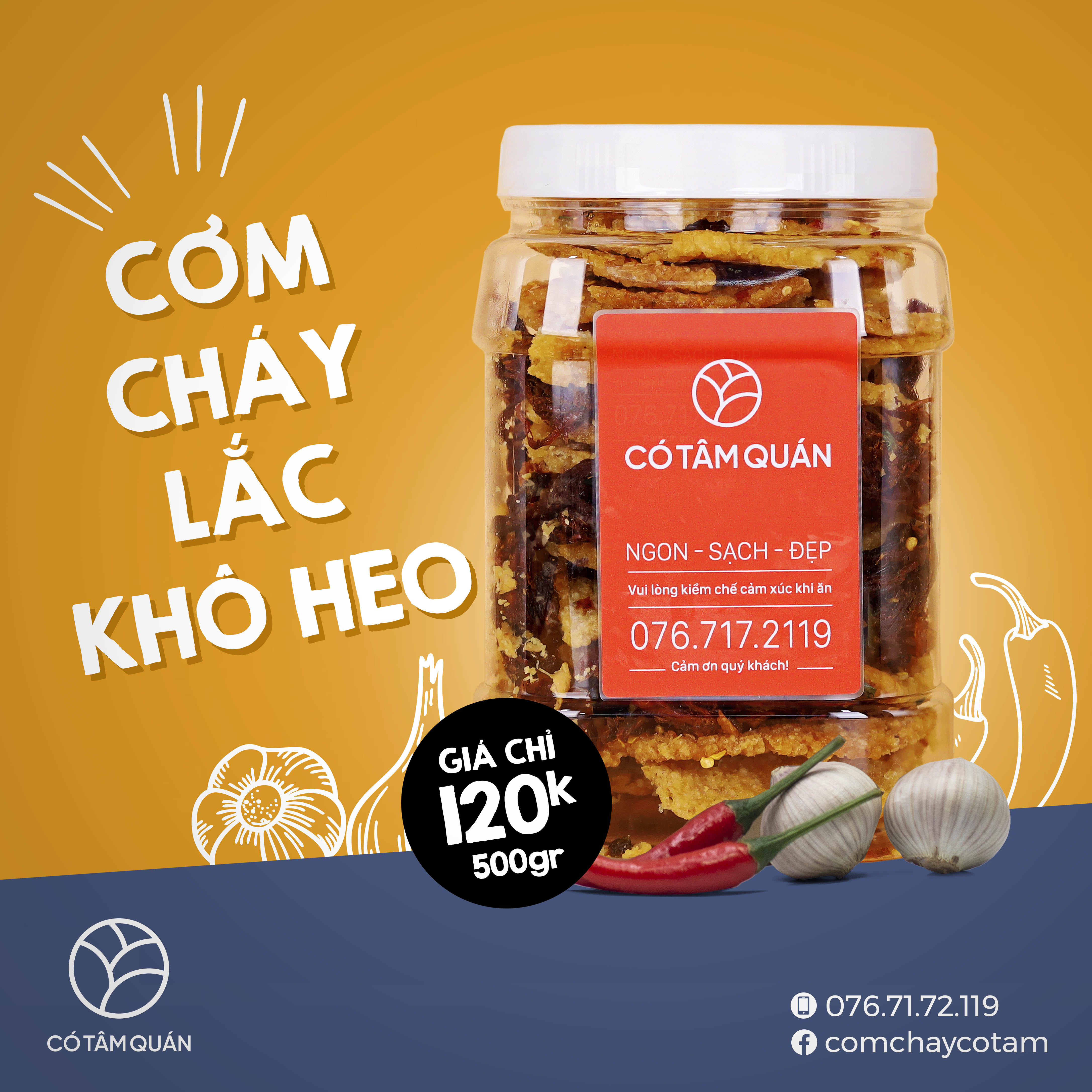 [FREESHIP TOÀN QUỐC] Cơm Cháy Lắc Khô Heo 500Gr (Có Tâm Quán)