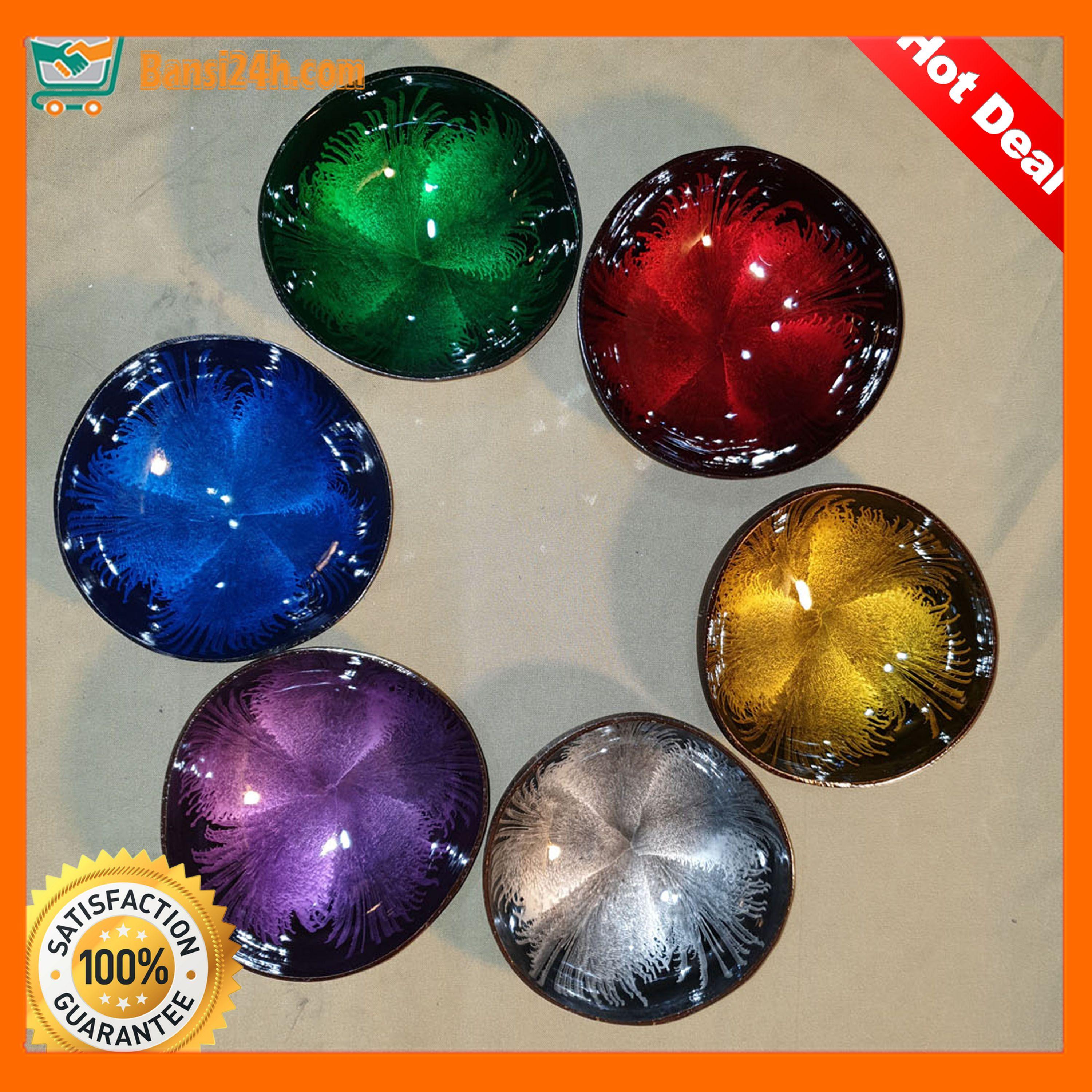 Combo 3 Bát ngâm tay làm nail, chất liệu gáo dừa Sơn mài khảm trai