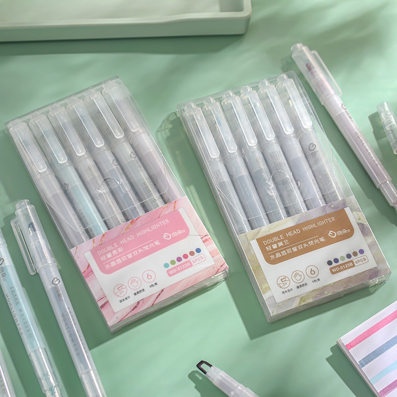 Bút dạ Highlighter Double Head bút đánh dấu hộp 6 cây