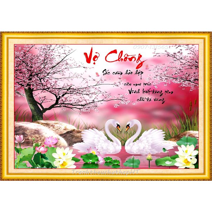 Tranh đính đá vợ chồng VS250 - tự đính