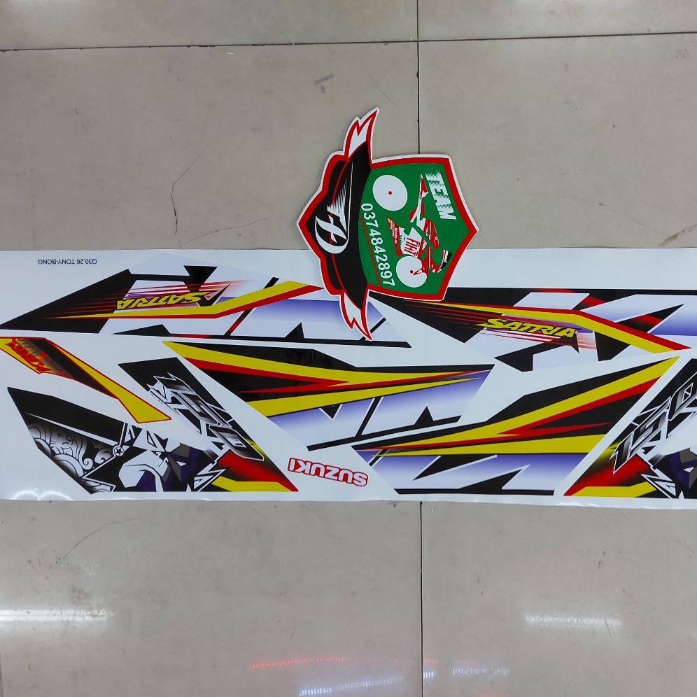 Tem xe raider - satria , tem rời mẫu king drag cao cấp dán xe đỏ , xe đen