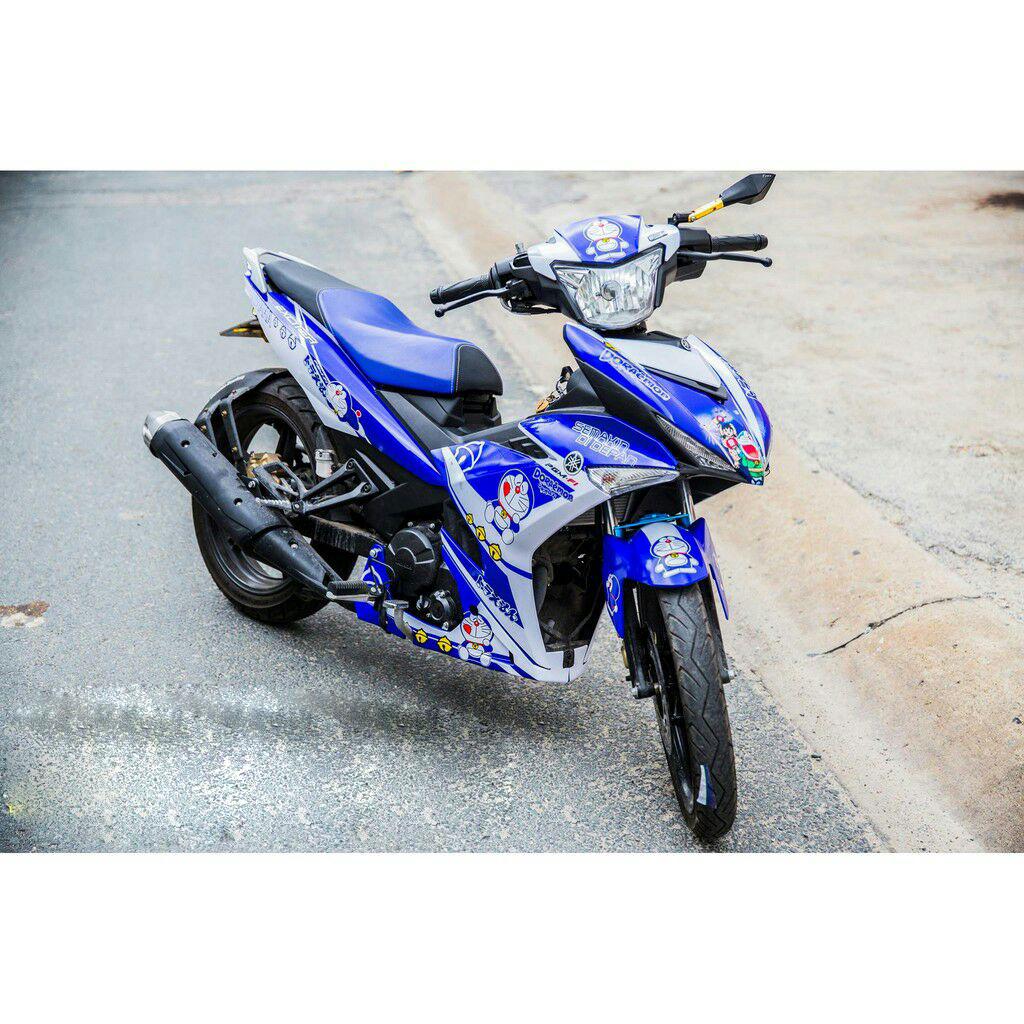 Tem trùm exciter 150 doremon xanh trắng, tem exciter 150, team trùm exciter 150, tem xe exciter 150, team trùm ex 150, team xe exciter 150 doremon xanh trắng