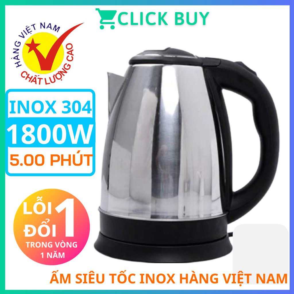 Ấm siêu tốc electric kettle inox 1,8l và ấm siêu tốc thailand