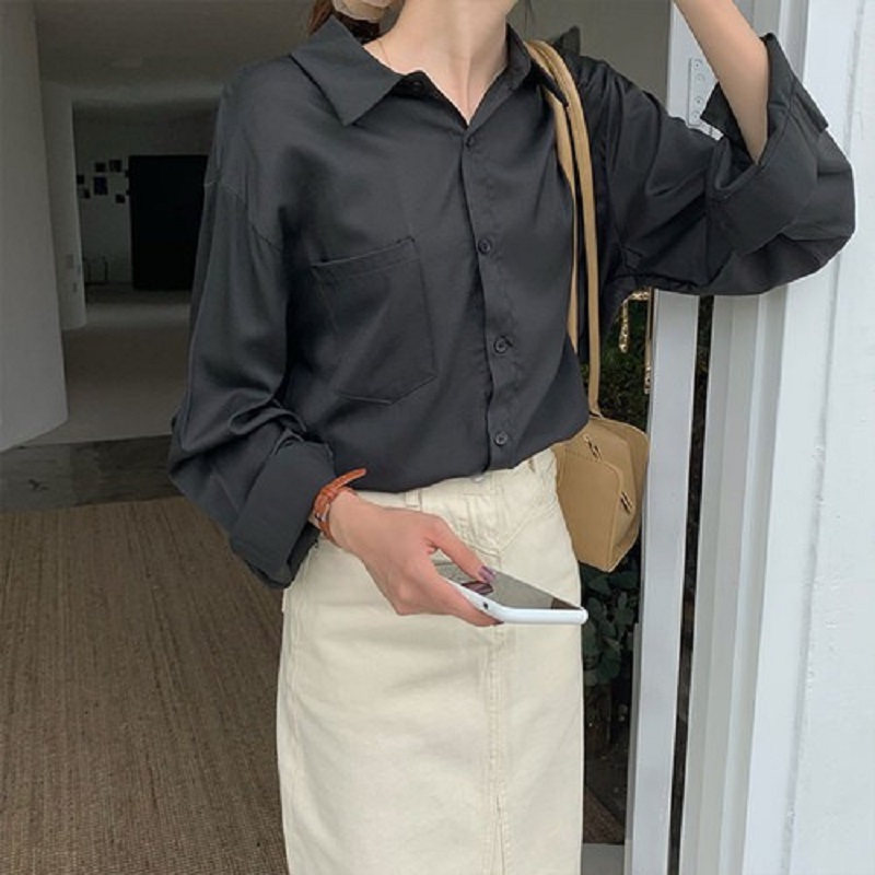 ÁO SƠ MI TRẮNG TRƠN BASIC UNISEX - ÁO SƠ MI TÚI NGỰC FORM RỘNG