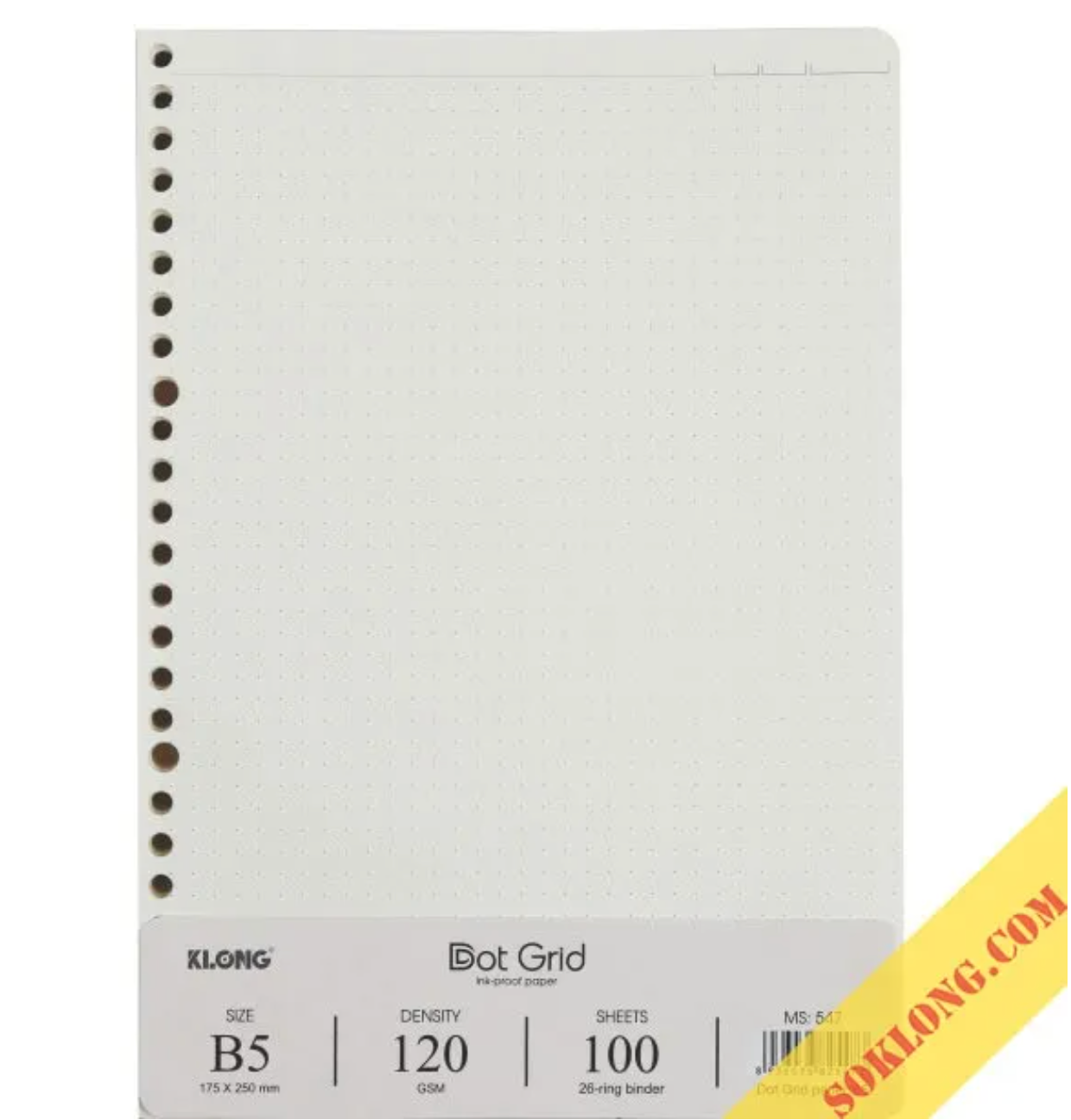 Ruột sổ còng Dot Grid B5 Klong - 100 tờ MS 547-SỔ KLONG